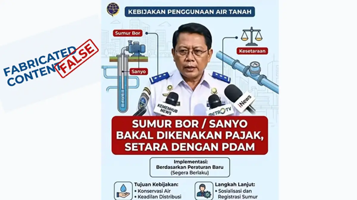 SALAH: Penggunaan Sumur Bor akan Dikenai Pajak Setara PDAM