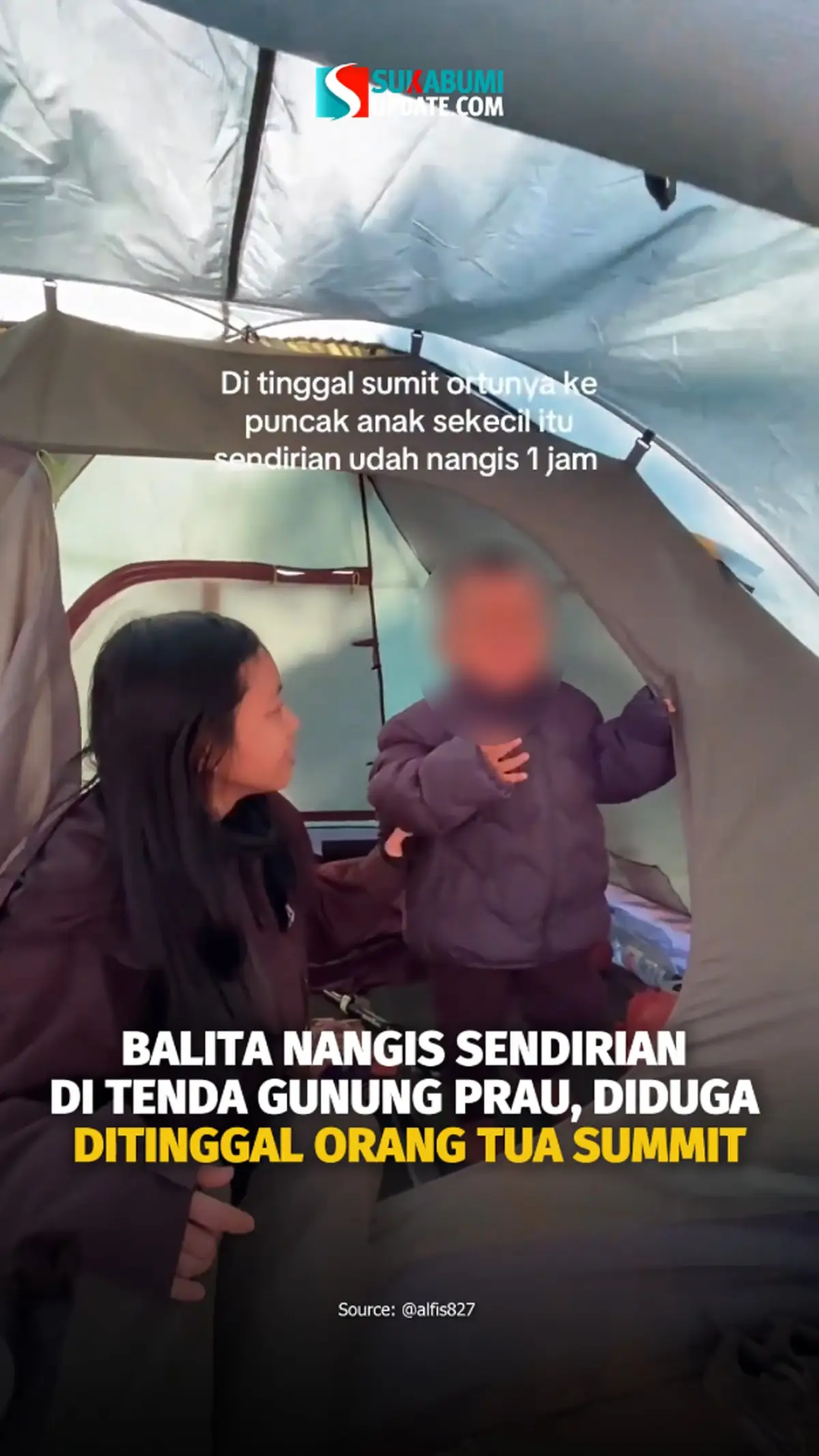 Viral Balita Menangis Sendirian di Tenda Gunung Prau, Diduga Ditinggal Orang Tua Summit