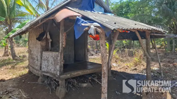 Saung lokasi persembunyian RA di Kampung Tegalbuleud, Desa Cibenda, Kecamatan Ciemas, Kabupaten Sukabumi. (Sumber Foto: SU/Ragil Gilang)