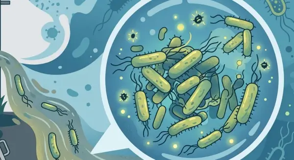 Ilustrasi AI. Bakteri E.coli (Sumber: gemini)