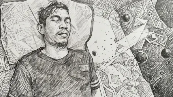 Ilustrasi AI. Ciri wajah pria terduga maling HP yang tewas di Sungai Cicatih Sukabumi (Sumber: gemini)
