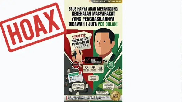 Klaim BPJS hanya akan menanggung warga dengan penghasilan di bawah Rp1 Juta per bulan adalah tidak benar. (Sumber : X).