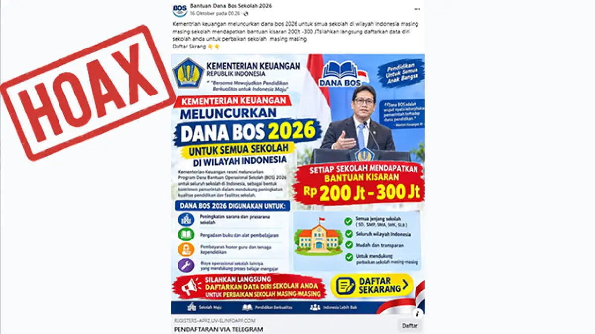 HOAKS: Waspada Tautan Pendaftaran Dana BOS 2026