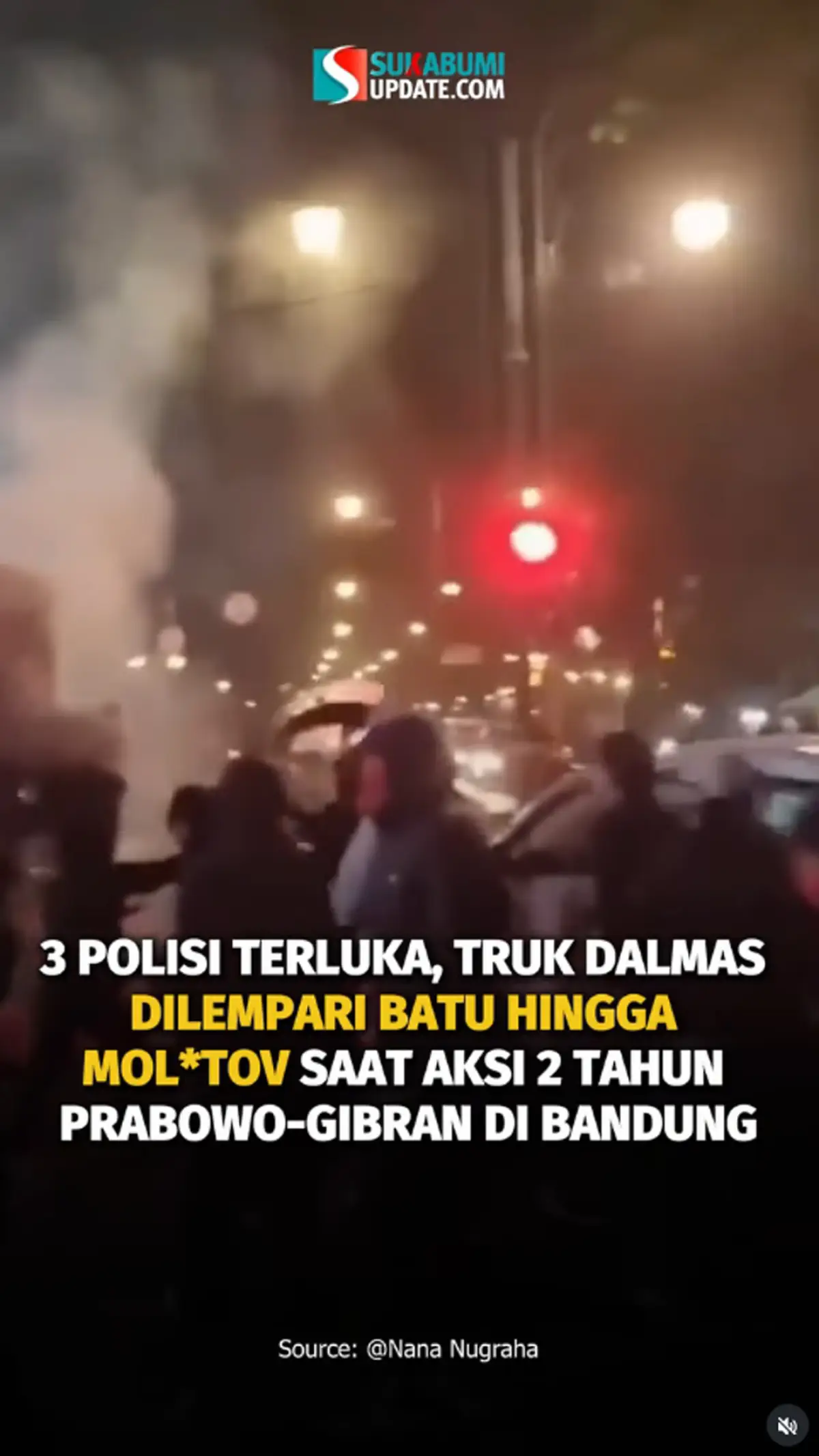 3 Polisi Terluka Truk Dalmas Dibakar Massa, Aksi 2 Tahun Prabowo - Gibran di Bandung