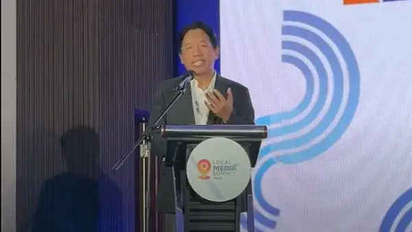 Pemimpin Redaksi Suara.com, Suwarjono, dalam Local Media Summit (LMS) 2026 yang berlangsung di Manhattan Hotel, Jakarta, Kamis (22/10/2026). (Sumber : Instagram/@Suara.com).