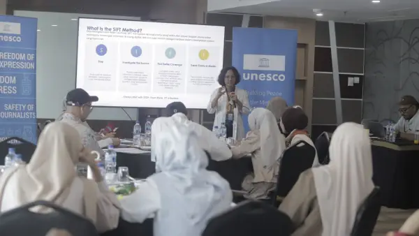 UNESCO dan Mata Media Nusantara menggelar pelatihan kepada 30 kreator konten dan perwakilan media. (Sumber Foto: Istimewa)