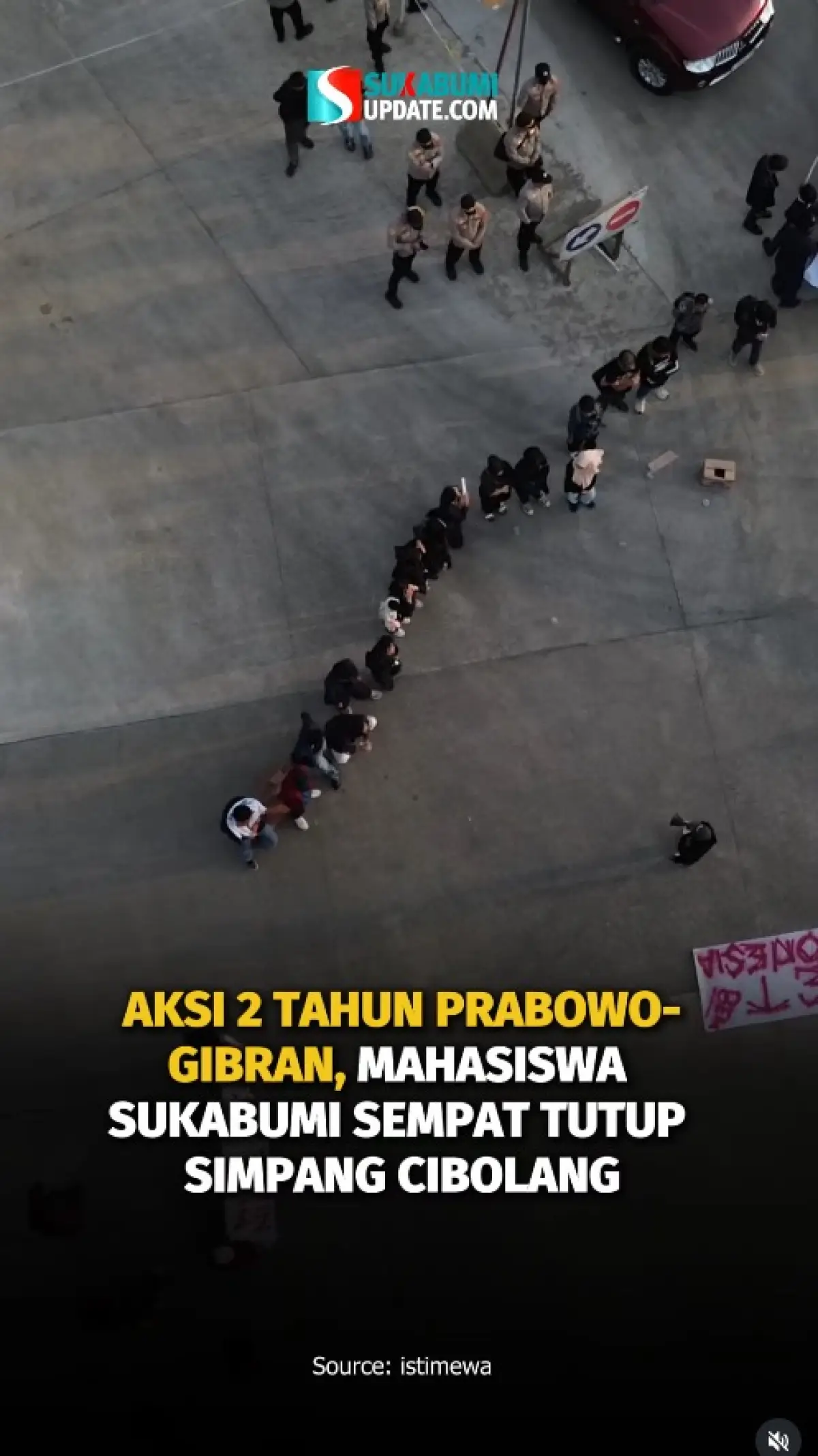 Aksi 2 Tahun Prabowo-Gibran, Mahasiswa Sukabumi Sempat Tutup Simpang Cibolang