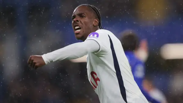 Selebrasi Mathys Tel saat mencetak gol untuk Tottenham Hotspurs ke gawang Chelsea di LIga Inggris. (Sumber: web/tottenhamhotspur.com)