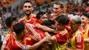 Selebrasi para pemain Persija Jakarta setelah Rizky Ridho cetak gol kegawang Persik Kediri. (Sumber: Instagram/@persija)