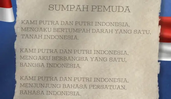 Ilustrasi teks sumpah pemuda. Mahasiswa dan elemen rakyat akan menggelar aksi unjuk rasa di Jakarta pada 28 Oktober 2026 di (Sumber: dok tim)