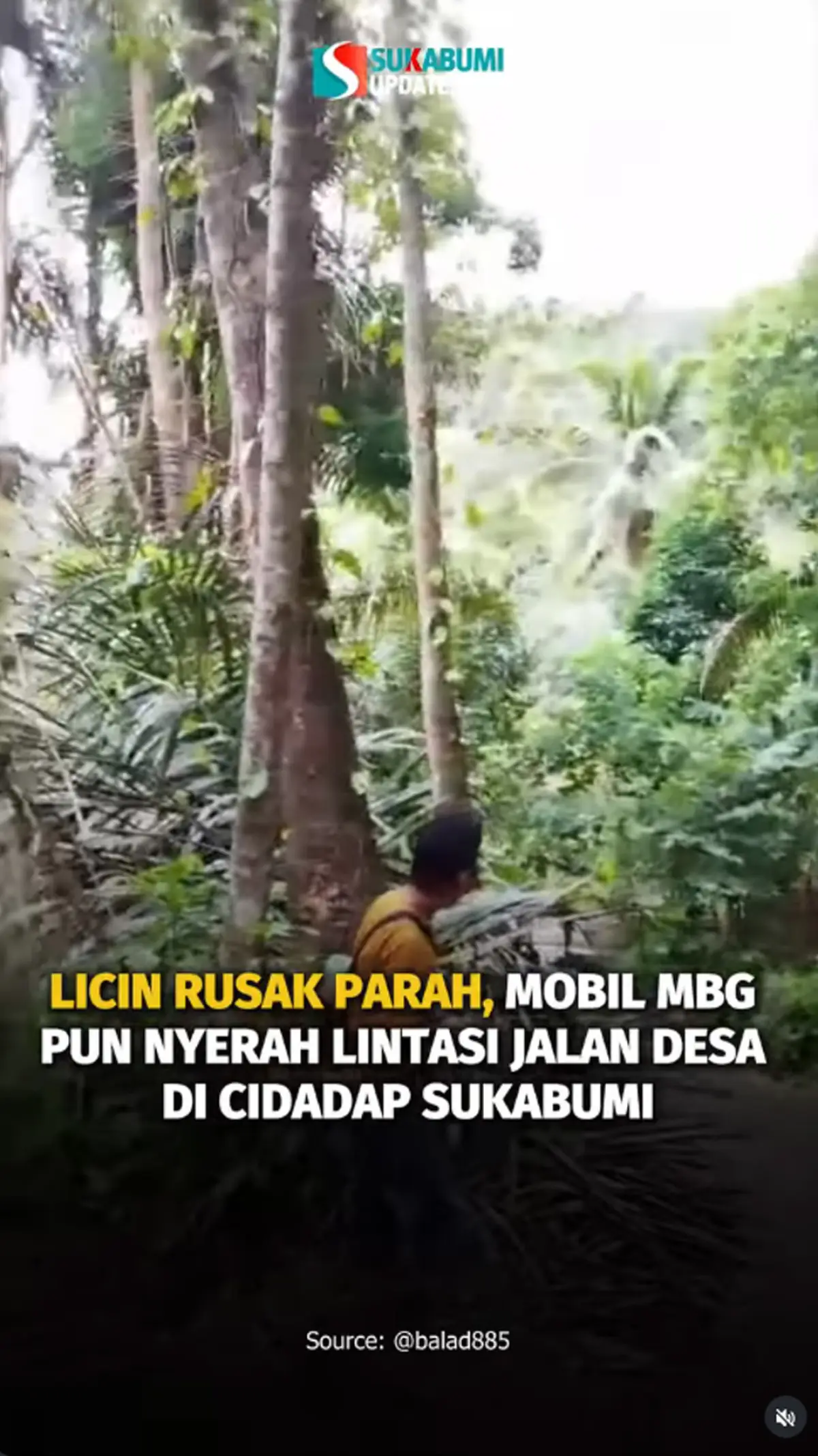 Licin Rusak Parah, Mobil MBG Pun Nyerah Lintasi Jalan Desa di Cidadap Sukabumi