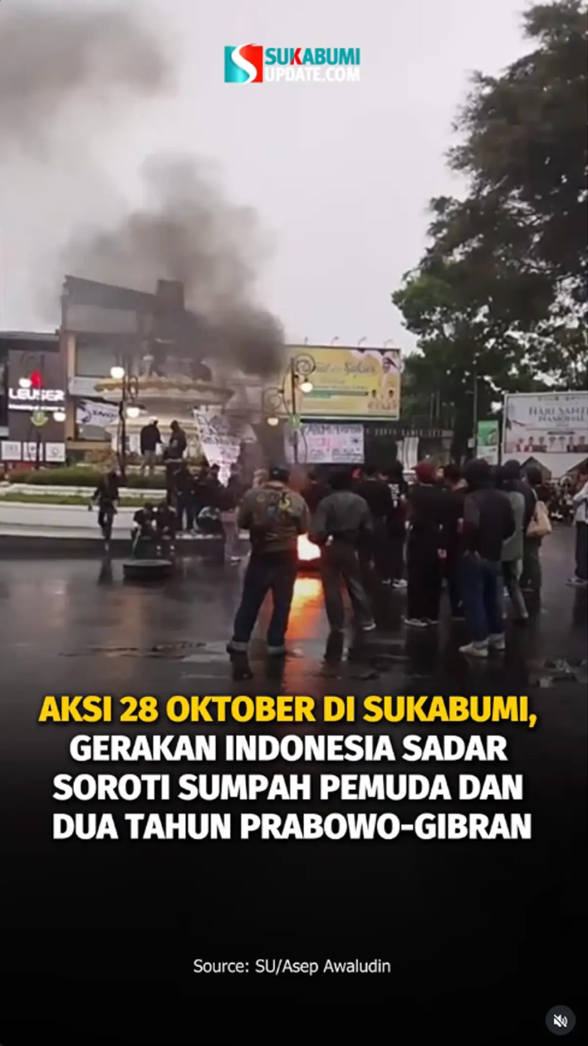 Demo Mahasiswa di Kota Sukabumi Diwarnai Bakar Ban, Desak Evaluasi Pemerintahan Prabowo-Gibran