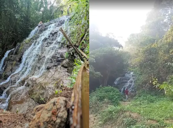 Curug Kiencim Penyairan, salah satu air terjun yang belum banyak diketahui di Cicurug, Sukabumi. (Sumber : Gmaps)