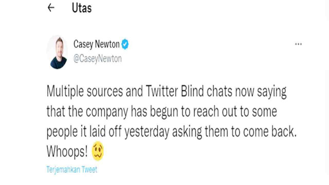 Postingan Twitter Casey Newton. | Foto: Twitter/@CaseyNewton