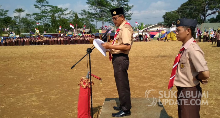 Camat Purabaya Sukabumi Pimpin Upacara HUT Pramuka Ke-57