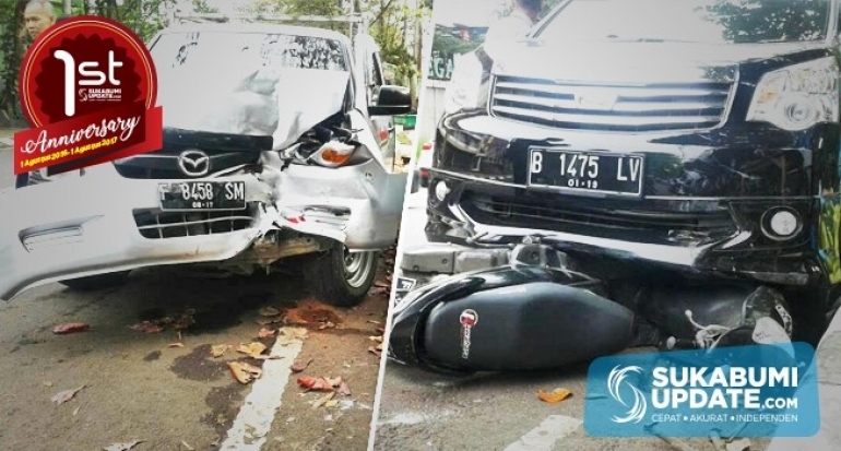 Sopir Pengangkut Air Tabrak Mobil dan Seret Motor di Jalan Suryakencana Kota Sukabumi