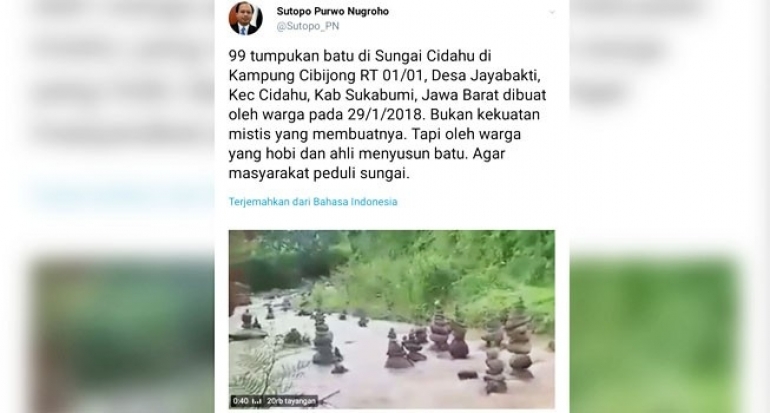 Heboh Batu Bersusun di Sungai Cibojong Sukabumi, Humas BNPB Angkat Bicara
