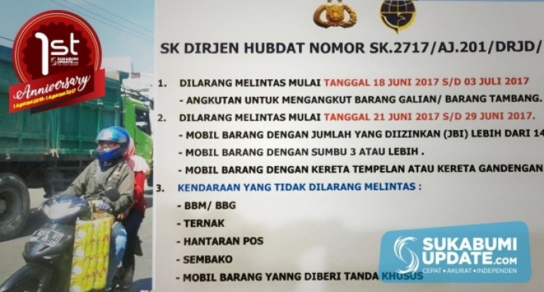 Kasatlantas Polres Sukabumi: Mulai Hari Ini Angkutan Barang dan Tambang Tak Boleh Melintas