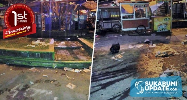 Alun-alun Cisaat Kabupaten Sukabumi Dipenuhi Sampah