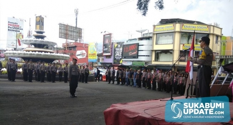 26 Bintara Polres Sukabumi Kota Dikumpulkan di Bundaran Tugu Adipura, Ada Apa?